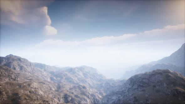 Volcano Crater Landscape with Fog