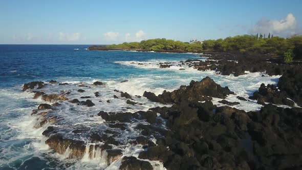 Aerial Of Waves Crashing In To The Shore