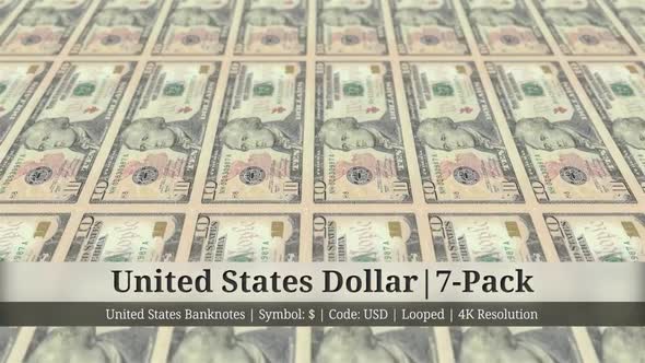 United States Dollar | US Amercian Currency - 7 Pack | 4K Resolution | Looped