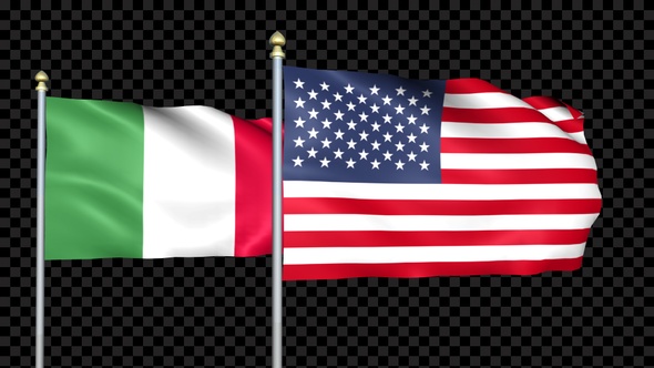 Italy And United States Two Countries Flags Waving