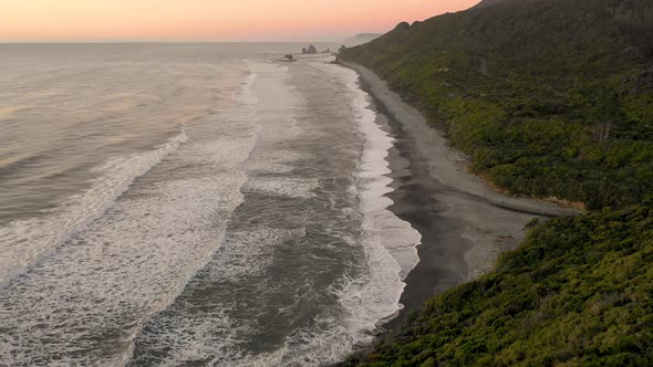 Aerial view of coastal cliff formation at Nine Mile, West Coast.