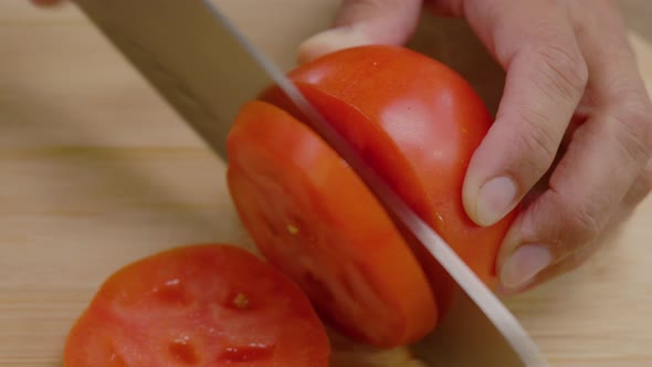 Delicious Food Chef Hands Cuts Vegetables Knife