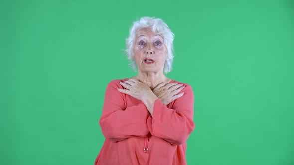 Portrait Elderly Woman Looking at the Camera Smiling and Talking To Someone