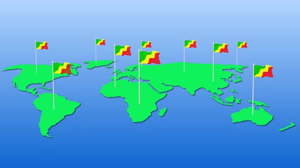 Flag Of Congo Around The World Flying Wave Animation