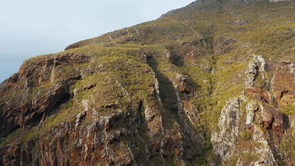 Aerial View of a Rocky Landscape Covered with Sparse Vegetation. Tenerife, Canary Islands, Spain