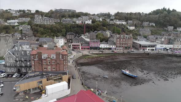 Aerial of Oban Bay and Town in Scotland