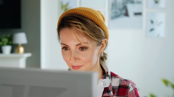 Young man studying online of working from home in internet.