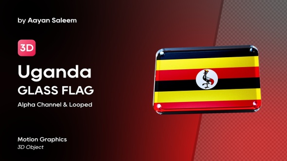 Uganda Flag 3D Glass Badge