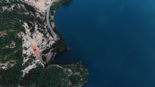 Aerial View To Clear Blue Mountain Lake, Montenegro