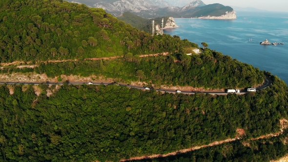 Flight Over Mountain Serpentine, Drone Shot