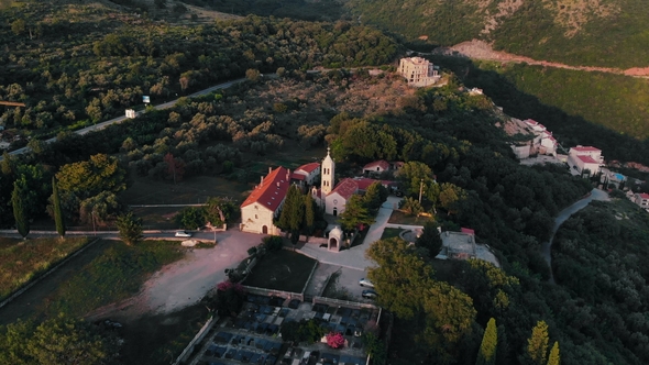 Aerial View of Ancient Monastery in Montenegro