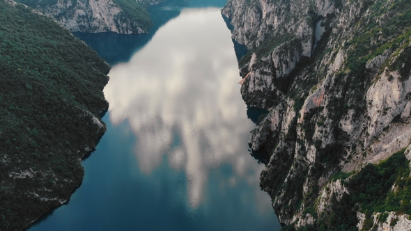 Aerial View To Clear Blue Mountain Lake, Montenegro