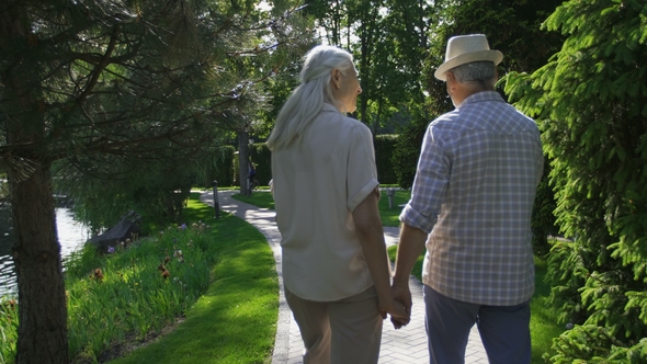 Senior Couple Embracing During Walk in Park