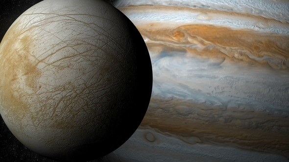 Europa Moon and Jupiter Planet alt