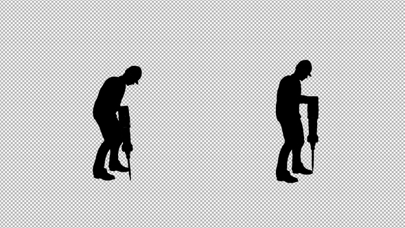 Worker and Air Compressor Silhouette alt