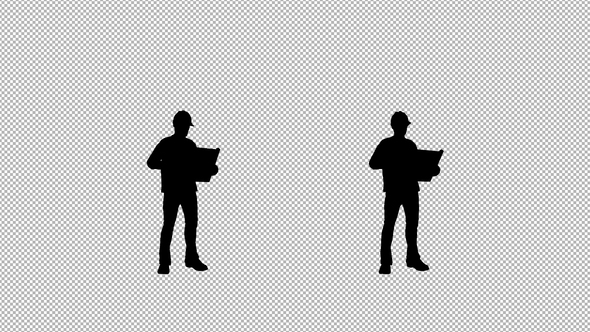 Engineer With Plan Silhouette alt