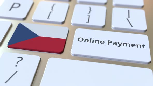 Online Payment Text and Flag of the Czech Republic on the Keys