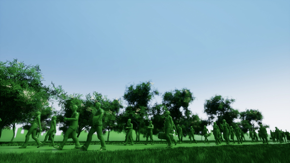Crowd Walking in City Park