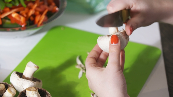 Cleaning Wild Mushroom with Kitchen Knife