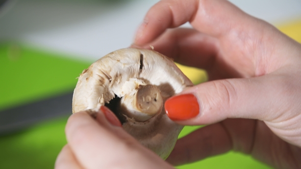 Cleaning Wild Mushroom with Kitchen Knife