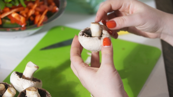 Cleaning Wild Mushroom with Kitchen Knife