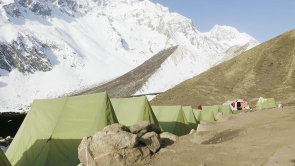 Darmasala Tent Camp on Larke Pass, 4500m Altitude. Manaslu Circuit Trek