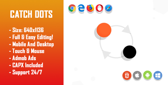 Catch Dots - HTML5 Game + Mobile Version! (Construct-2 CAPX)