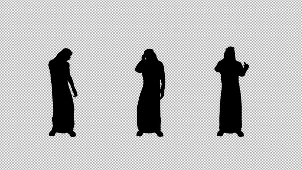 Silhouette Arab Business Man Talking on the Mobile Phone alt