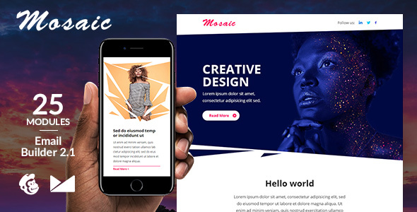 Mosaic Responsive Email Template + Online Emailbuilder 2.1
