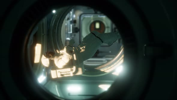 Astronaut Inside the Orbital Space Station alt