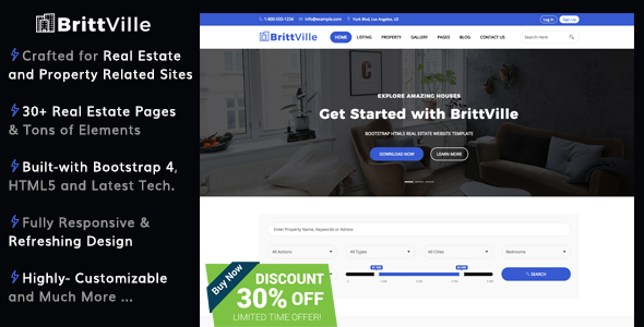 BrittVille - Real Estate HTML5 Bootstrap 4 Website Template