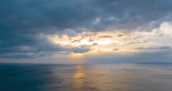 Orange Sunset Dark Blue Rain Clouds Above Mountain Range Phuket Thailand