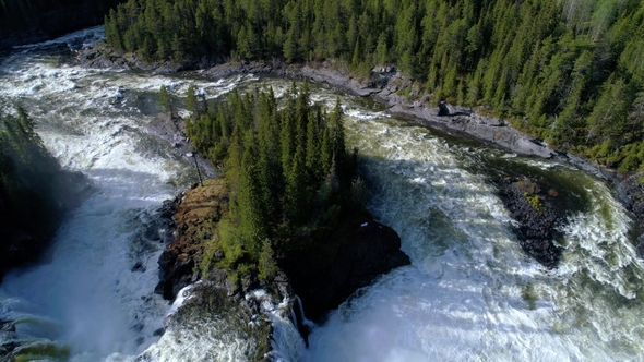 Ristafallet Waterfall in the Western Part of Jamtland