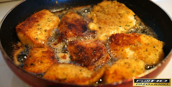 Fried Meat In Pan