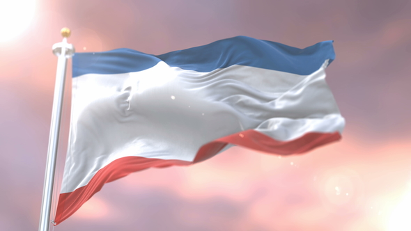Flag of the Republic of Crimea at Sunset