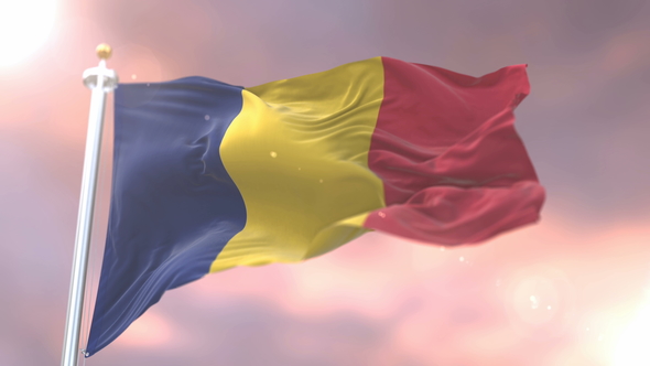 Flag of the Republic of Chad at Sunset