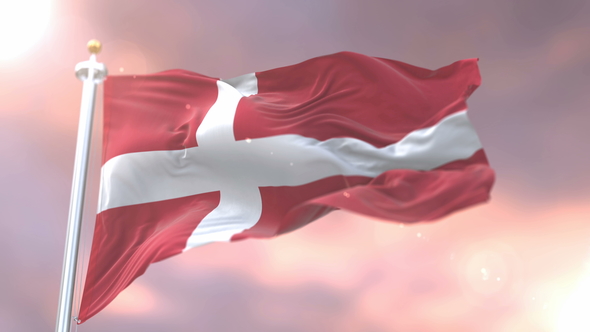 Denmark Flag at Sunset