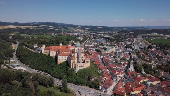 Aerial View of Melk Abbey, Austria