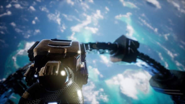 Astronaut and International Space Station alt