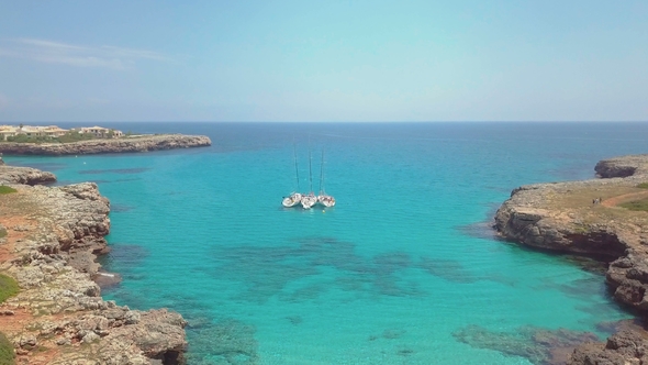 Tropical Ionian Greece Blue Lagoon Island Aerial  Travel Video. Ocean Sea Forest Coast Seashor