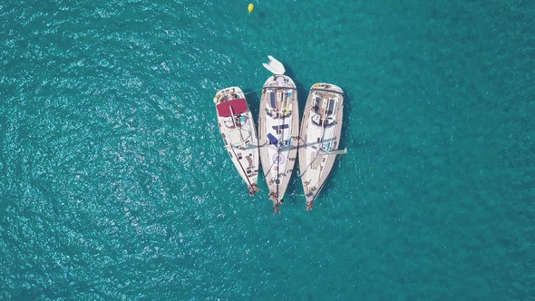 Top View of the Sailing Boats in Blue Lagoon