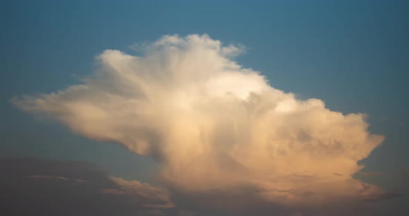 White Cumulus Cloud Cumulonimbus Formation Timelapse at Sunrise