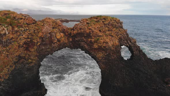 Gatklettur Famous Arch in Snaefellsnes Peninsula During Sunset Iceland