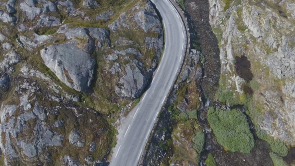 Aerial View of Mountain and Road To Dalsnibba, Spring Landscape, Norway