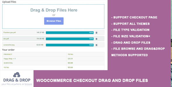 WooCommerce Checkout Drag and Drop Files Upload