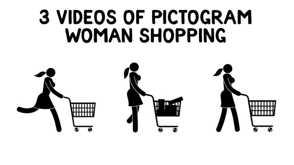 Pictogram Woman With Shopping Cart