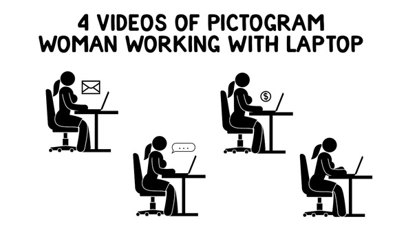 Pictogram Woman Working With Laptop alt