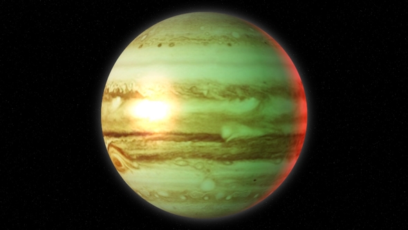 Planet Jupiter on a Black Background with Stars alt