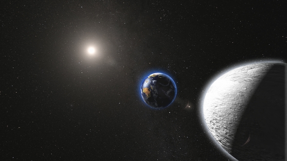 Planet Earth with Satellite Moon Rotating in Space alt