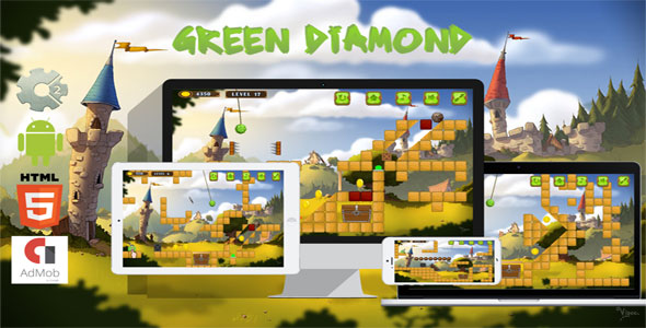 Green Diamond - HTML5 Javascript game(Construct2 | Construct 3 both version included)